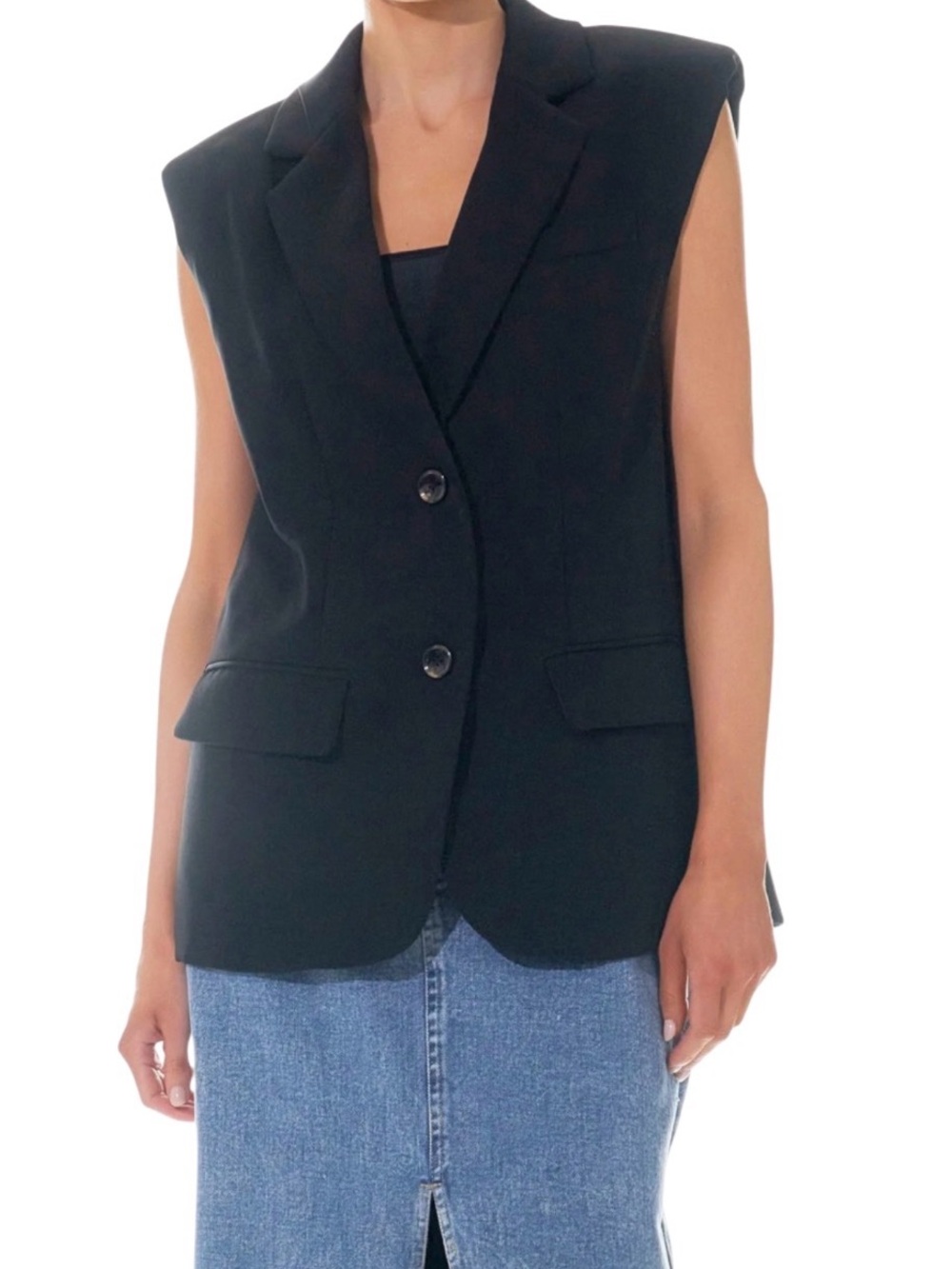 Gray Lab black sleeveless blazer vest